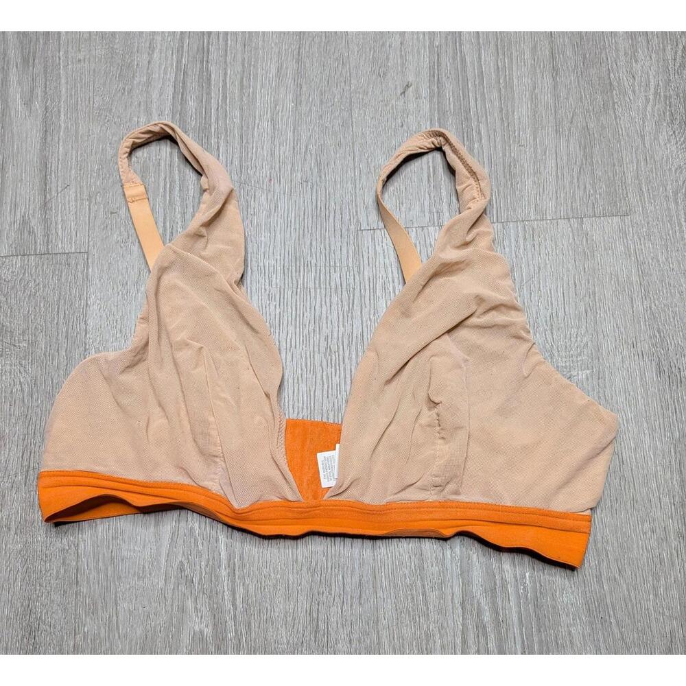Aerie Bralette Womens Large Beige SMOOTHEZ Mesh Wireless Unpadded Stretch Bra